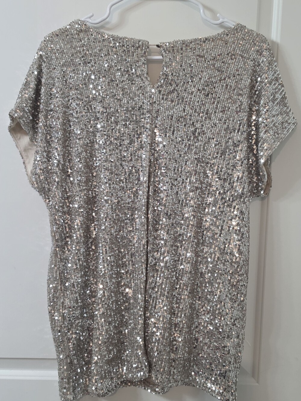 Cable & Gauge Silver Sequin Short Sleeve Scoop Neck Top - Picture 3 of 4